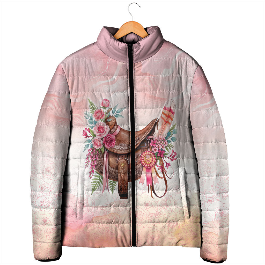 Melbourne Horse Floral Saddle Padded Jacket Pink Rose With Waxflower Flowers
