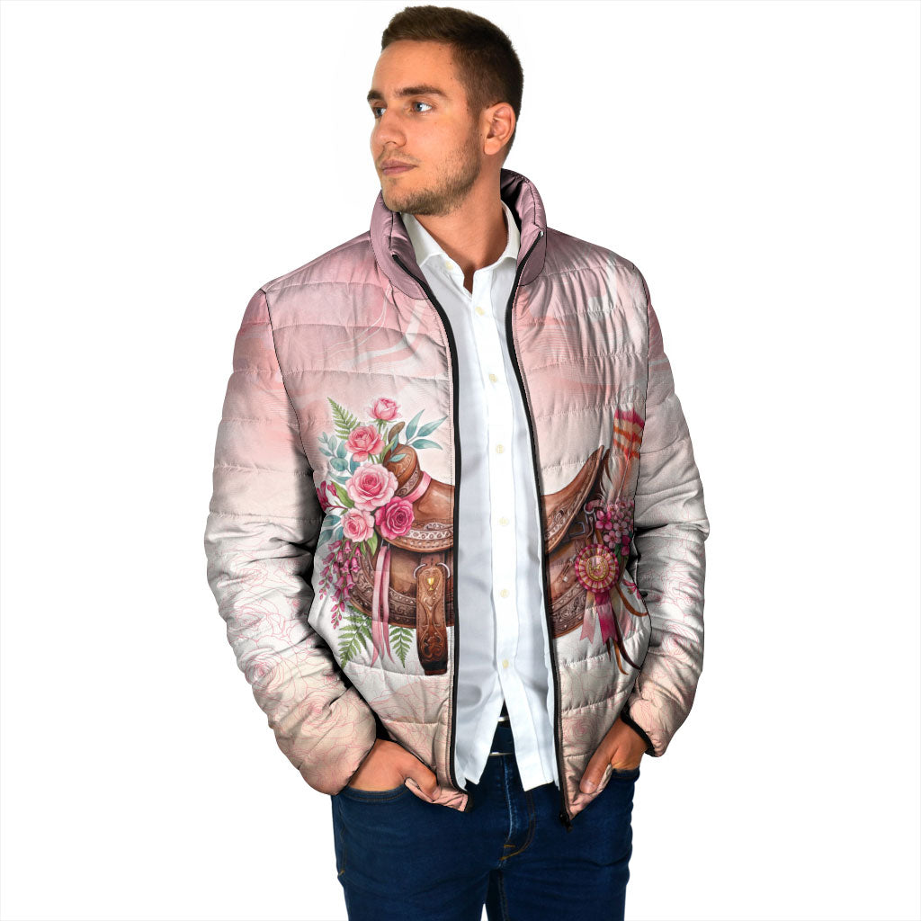 Melbourne Horse Floral Saddle Padded Jacket Pink Rose With Waxflower Flowers