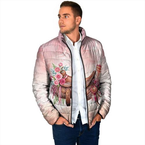 Melbourne Horse Floral Saddle Padded Jacket Pink Rose With Waxflower Flowers
