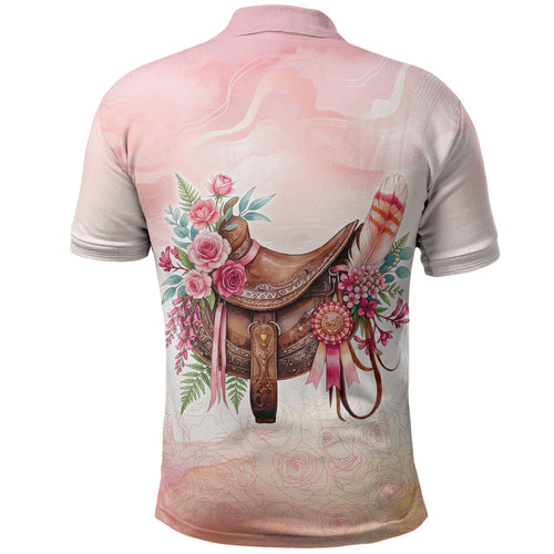 Melbourne Horse Floral Saddle Polo Shirt Pink Rose With Waxflower Flowers