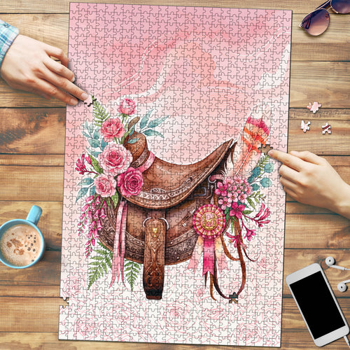Melbourne Horse Floral Saddle Puzzle Pink Rose With Waxflower Flowers