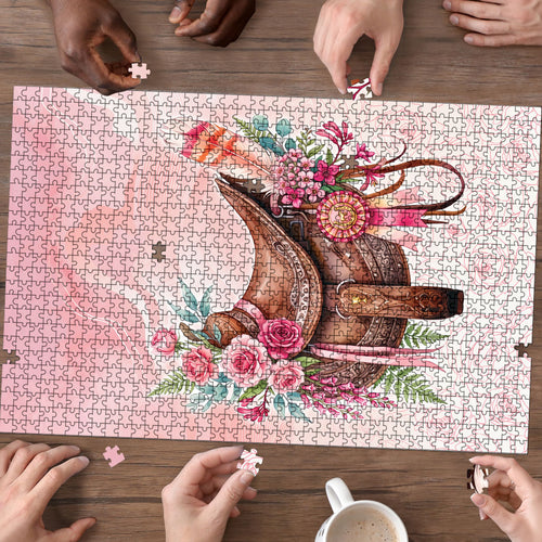 Melbourne Horse Floral Saddle Puzzle Pink Rose With Waxflower Flowers