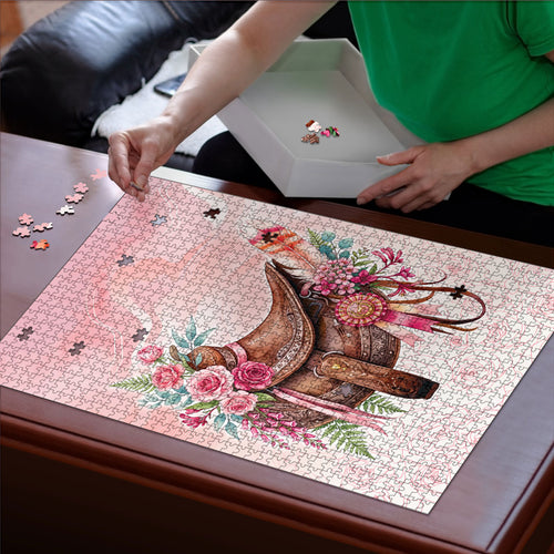 Melbourne Horse Floral Saddle Puzzle Pink Rose With Waxflower Flowers