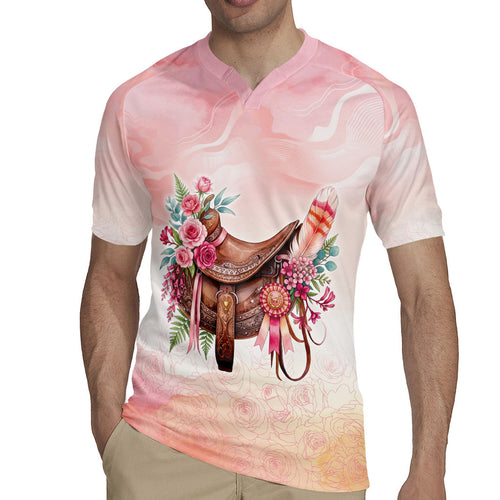 Melbourne Horse Floral Saddle Rugby Jersey Pink Rose With Waxflower Flowers