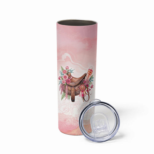 Melbourne Horse Floral Saddle Skinny Tumbler Pink Rose With Waxflower Flowers