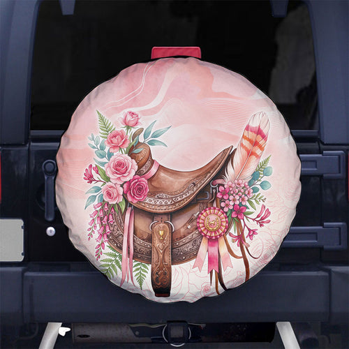 Melbourne Horse Floral Saddle Spare Tire Cover Pink Rose With Waxflower Flowers