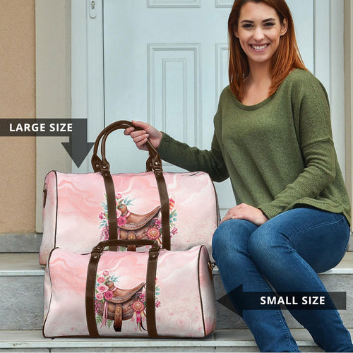 Melbourne Horse Floral Saddle Travel Bag Pink Rose With Waxflower Flowers