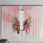 Melbourne Horse Floral Saddle Window Curtain Pink Rose With Waxflower Flowers