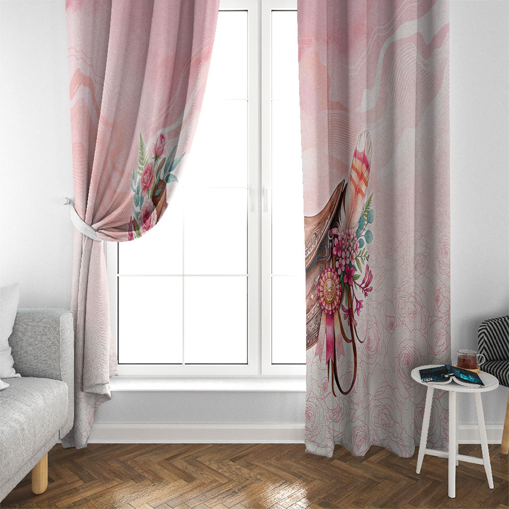 Melbourne Horse Floral Saddle Window Curtain Pink Rose With Waxflower Flowers