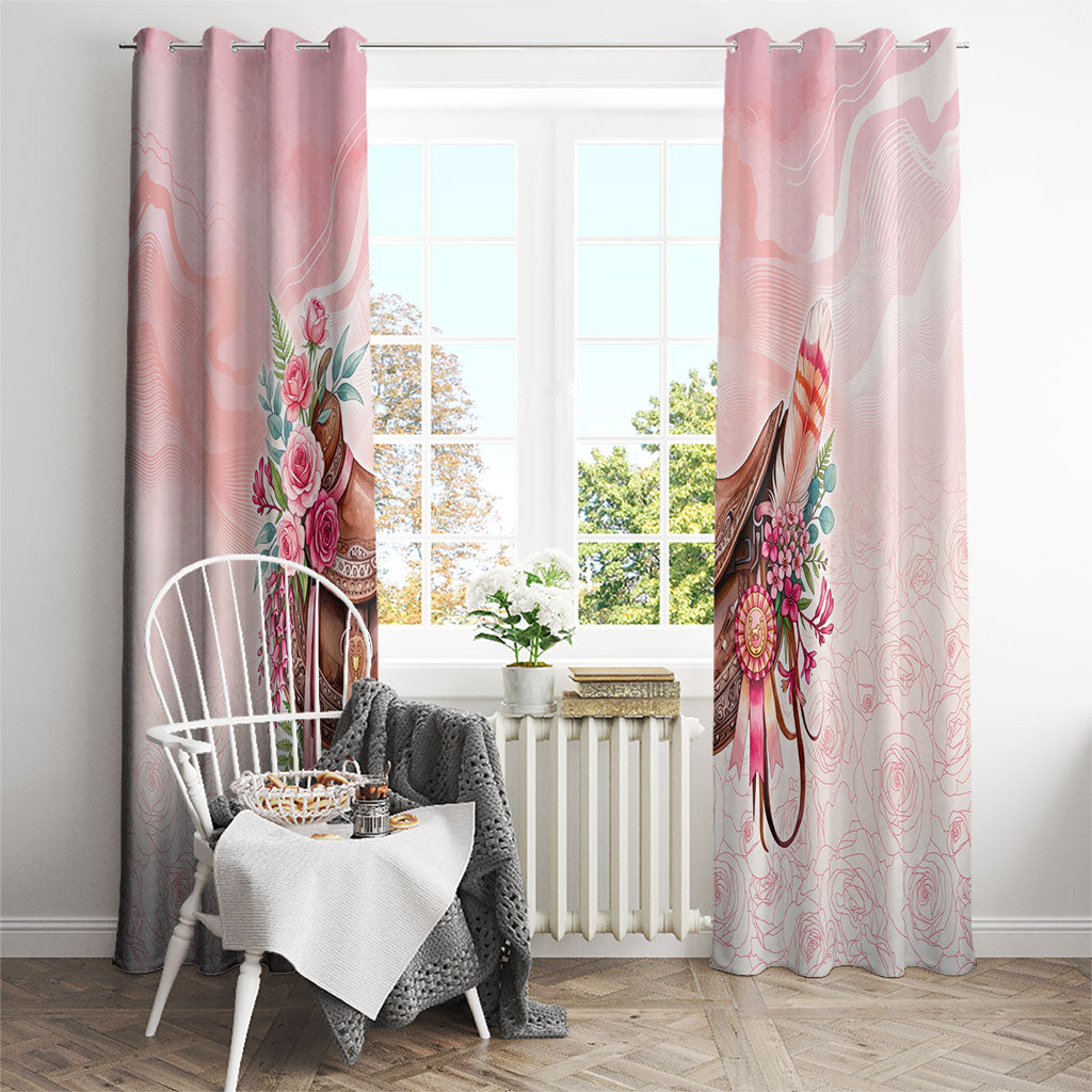 Melbourne Horse Floral Saddle Window Curtain Pink Rose With Waxflower Flowers