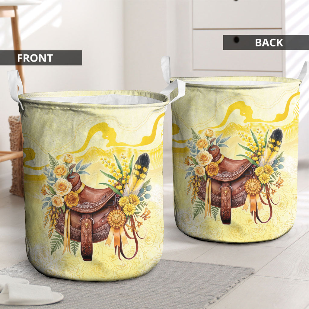 Melbourne Horse Floral Saddle Laundry Basket Yellow Rose With Wattle Flowers