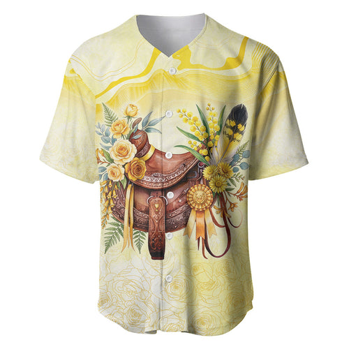 Melbourne Horse Floral Saddle Baseball Jersey Yellow Rose With Wattle Flowers
