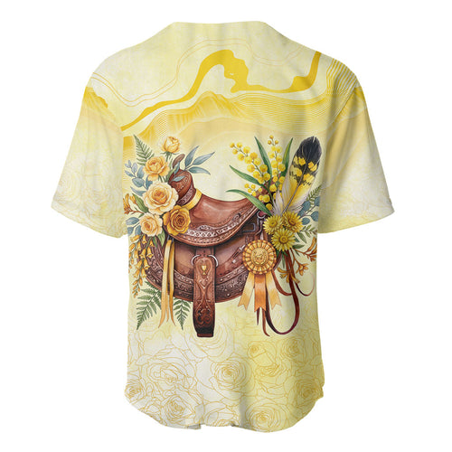 Melbourne Horse Floral Saddle Baseball Jersey Yellow Rose With Wattle Flowers