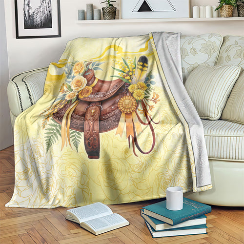 Melbourne Horse Floral Saddle Blanket Yellow Rose With Wattle Flowers