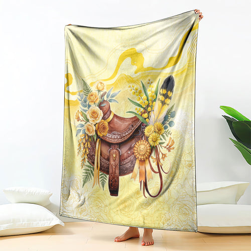 Melbourne Horse Floral Saddle Blanket Yellow Rose With Wattle Flowers