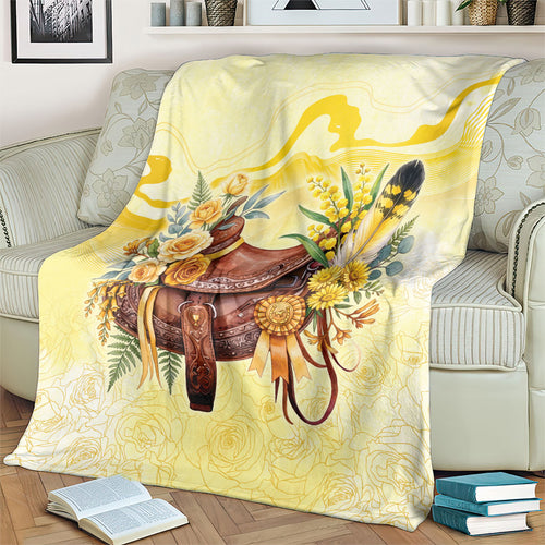 Melbourne Horse Floral Saddle Blanket Yellow Rose With Wattle Flowers