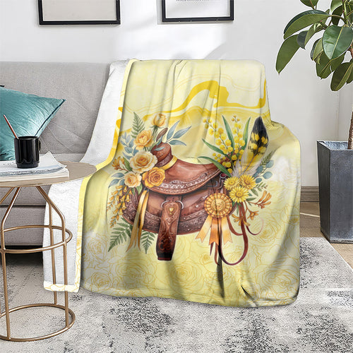 Melbourne Horse Floral Saddle Blanket Yellow Rose With Wattle Flowers