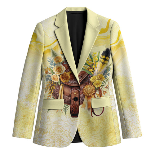 Melbourne Horse Floral Saddle Blazer Yellow Rose With Wattle Flowers