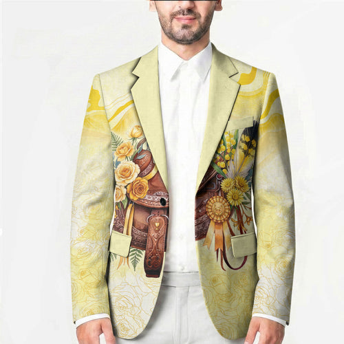 Melbourne Horse Floral Saddle Blazer Yellow Rose With Wattle Flowers