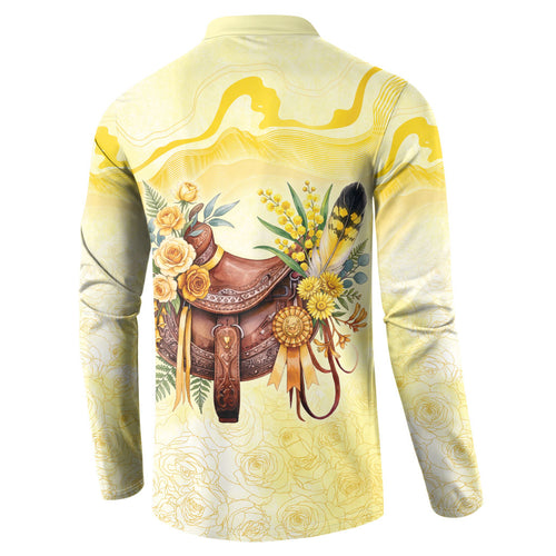 Melbourne Horse Floral Saddle Button Sweatshirt Yellow Rose With Wattle Flowers