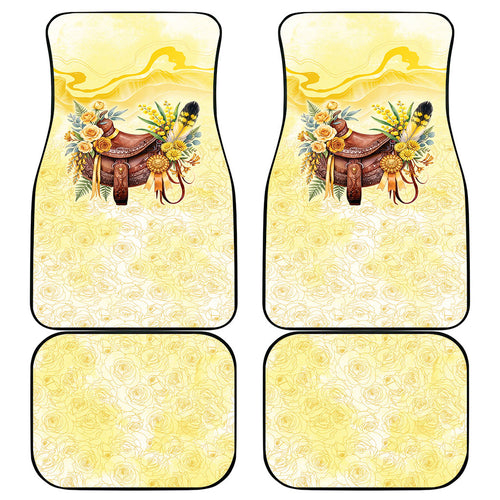 Melbourne Horse Floral Saddle Car Mats Yellow Rose With Wattle Flowers