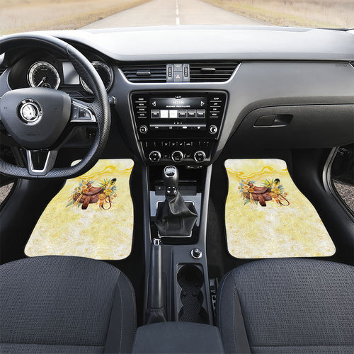 Melbourne Horse Floral Saddle Car Mats Yellow Rose With Wattle Flowers