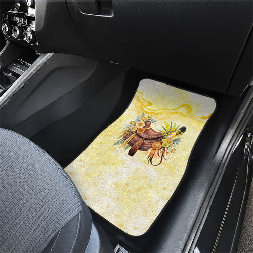 Melbourne Horse Floral Saddle Car Mats Yellow Rose With Wattle Flowers
