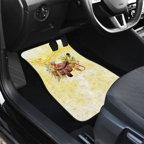 Melbourne Horse Floral Saddle Car Mats Yellow Rose With Wattle Flowers