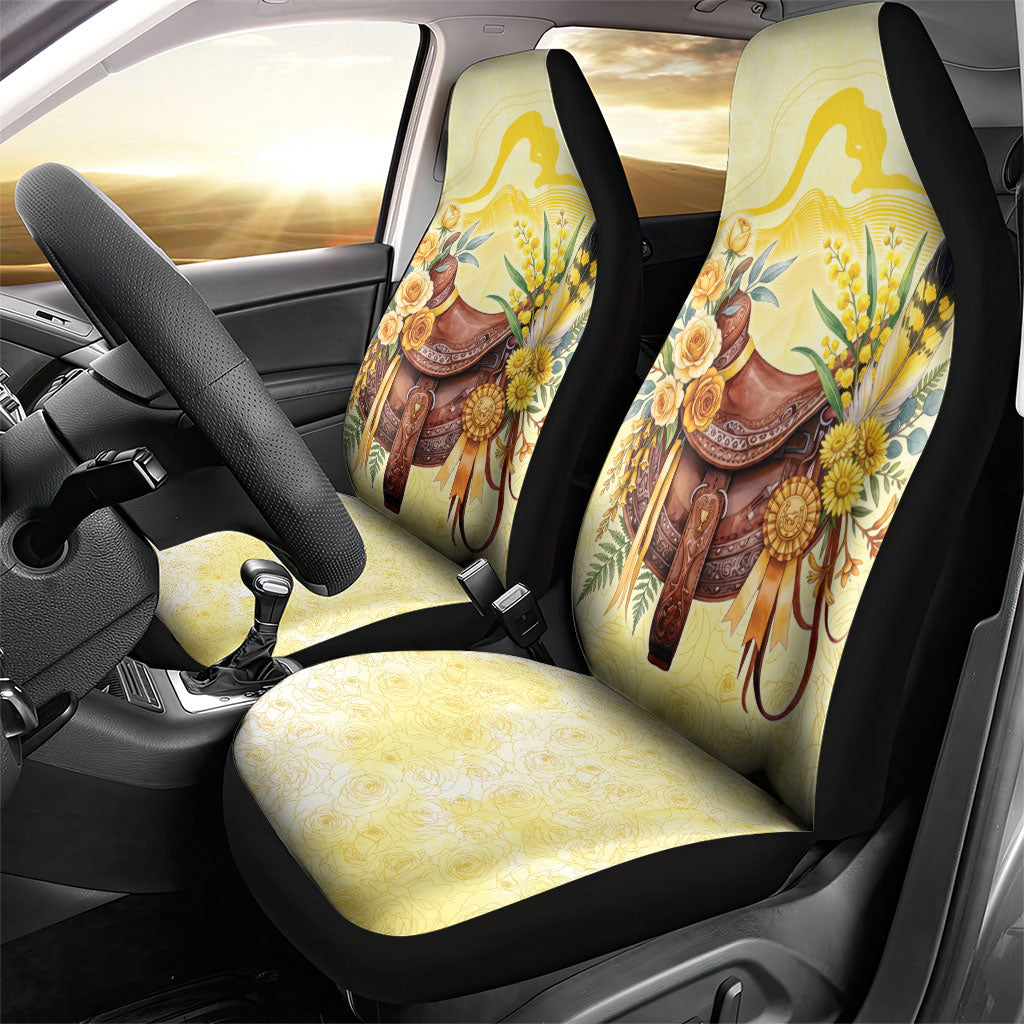 Melbourne Horse Floral Saddle Car Seat Cover Yellow Rose With Wattle Flowers