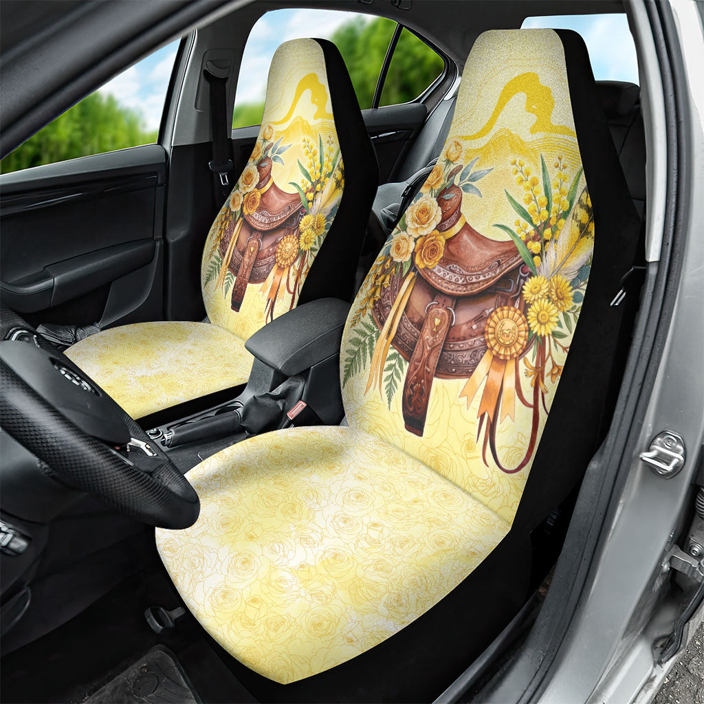 Melbourne Horse Floral Saddle Car Seat Cover Yellow Rose With Wattle Flowers