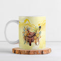 Melbourne Horse Floral Saddle Ceramic Mug Yellow Rose With Wattle Flowers