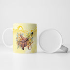 Melbourne Horse Floral Saddle Ceramic Mug Yellow Rose With Wattle Flowers