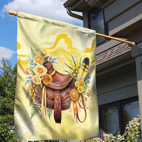 Melbourne Horse Floral Saddle Garden Flag Yellow Rose With Wattle Flowers