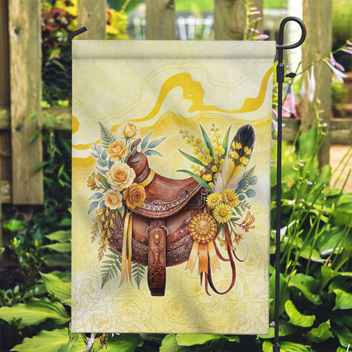 Melbourne Horse Floral Saddle Garden Flag Yellow Rose With Wattle Flowers