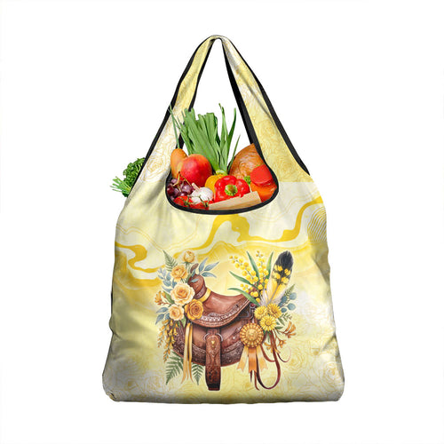 Melbourne Horse Floral Saddle Grocery Bag Yellow Rose With Wattle Flowers