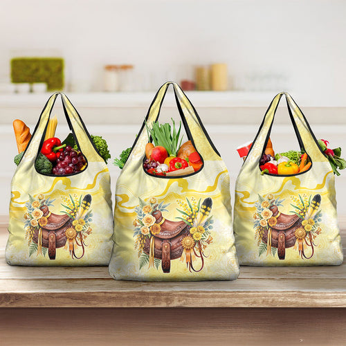 Melbourne Horse Floral Saddle Grocery Bag Yellow Rose With Wattle Flowers