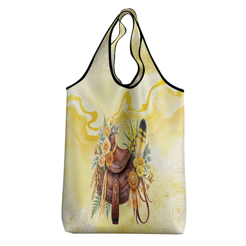 Melbourne Horse Floral Saddle Grocery Bag Yellow Rose With Wattle Flowers