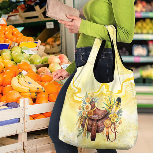 Melbourne Horse Floral Saddle Grocery Bag Yellow Rose With Wattle Flowers