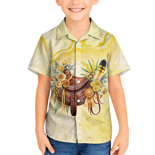 Melbourne Horse Floral Saddle Hawaiian Shirt Yellow Rose With Wattle Flowers