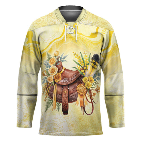Melbourne Horse Floral Saddle Hockey Jersey Yellow Rose With Wattle Flowers