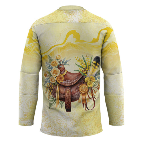 Melbourne Horse Floral Saddle Hockey Jersey Yellow Rose With Wattle Flowers