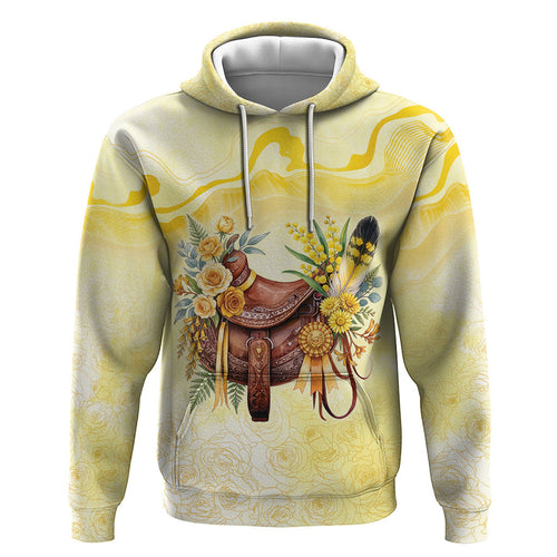 Melbourne Horse Floral Saddle Hoodie Yellow Rose With Wattle Flowers