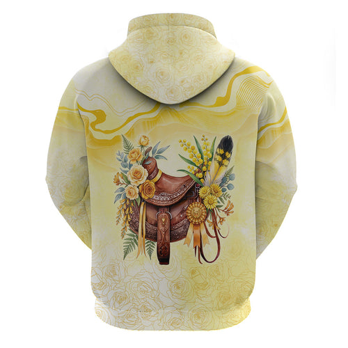 Melbourne Horse Floral Saddle Hoodie Yellow Rose With Wattle Flowers