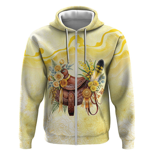 Melbourne Horse Floral Saddle Hoodie Yellow Rose With Wattle Flowers
