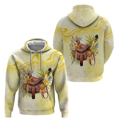 Melbourne Horse Floral Saddle Hoodie Yellow Rose With Wattle Flowers
