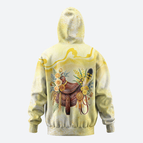 Melbourne Horse Floral Saddle Hoodie Yellow Rose With Wattle Flowers