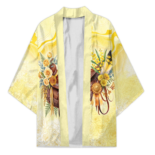 Melbourne Horse Floral Saddle Kimono Yellow Rose With Wattle Flowers