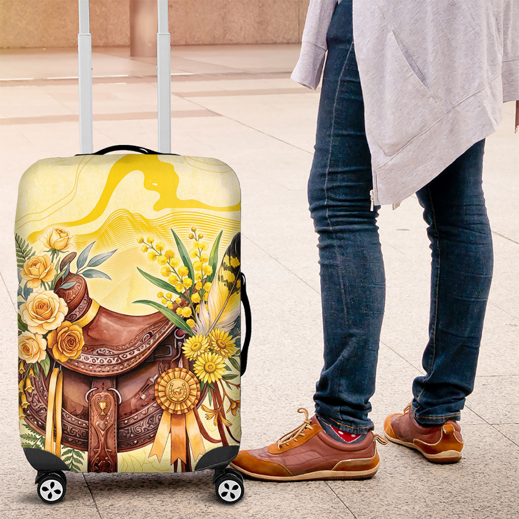 Melbourne Horse Floral Saddle Luggage Cover Yellow Rose With Wattle Flowers