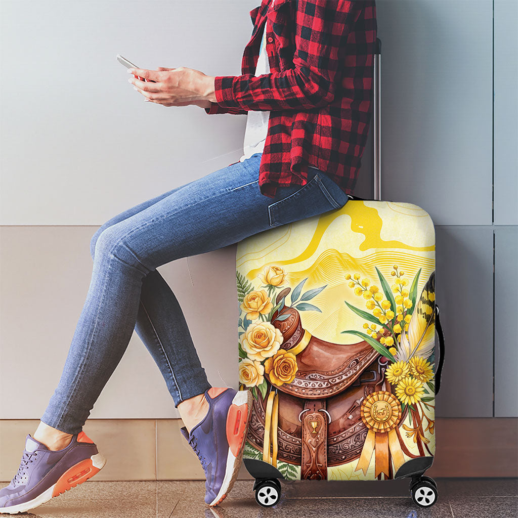 Melbourne Horse Floral Saddle Luggage Cover Yellow Rose With Wattle Flowers