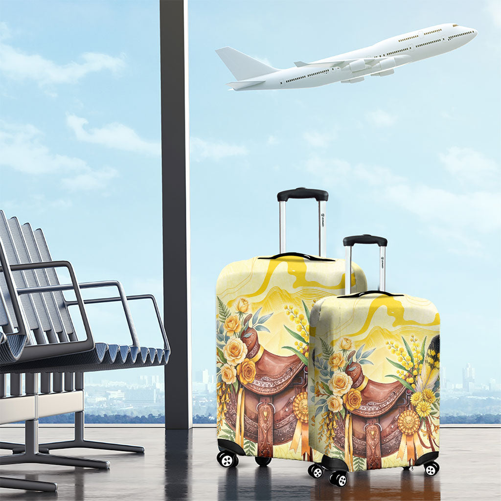 Melbourne Horse Floral Saddle Luggage Cover Yellow Rose With Wattle Flowers